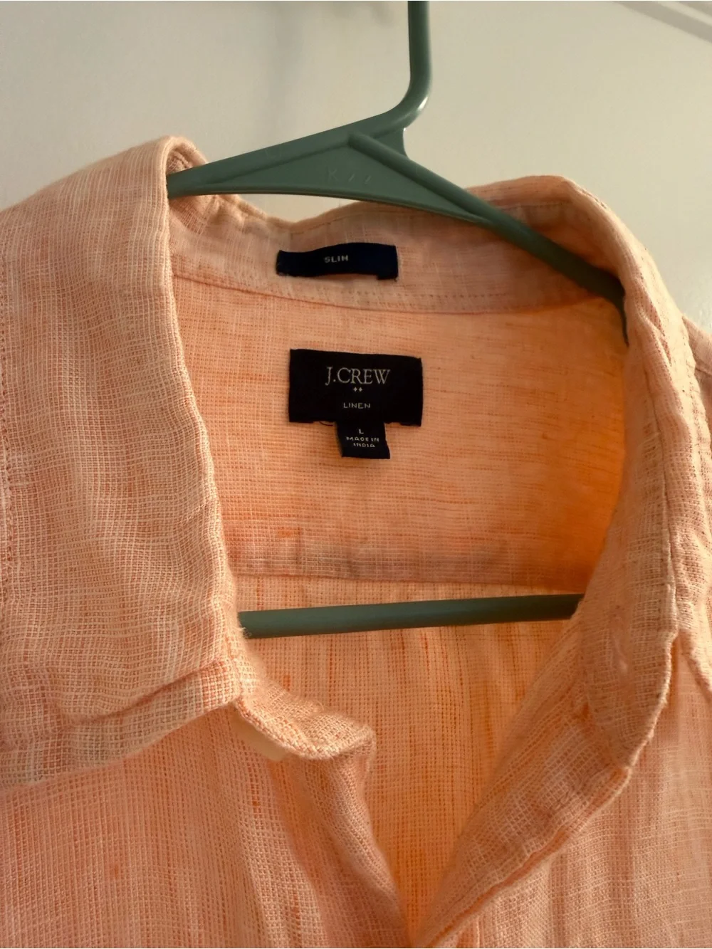 J. Crew Peach Linen-Blend Long-Sleeve Button-Down Shirt